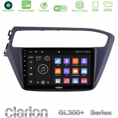Clarion GL300+ Series 4Core Android11 4+64GB Hyundai i20 2018-2020 Navigation Multimedia Tablet 9"
