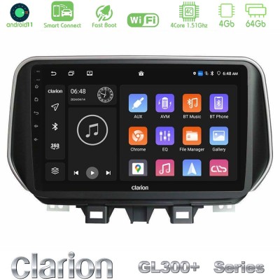 Clarion GL300+ Series 4Core Android11 4+64GB Hyundai ix35 Navigation Multimedia Tablet 10"