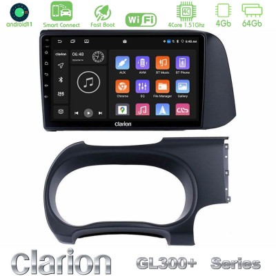 Clarion GL300+ Series 4Core Android11 4+64GB Hyundai i10 Navigation Multimedia Tablet 9"