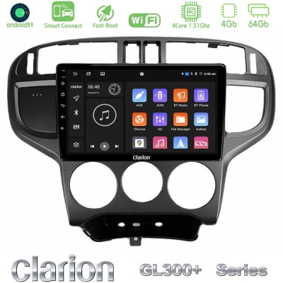 Clarion GL300+ Series 4Core Android11 4+64GB Hyundai Matrix 2001-2010 Navigation Multimedia Tablet 9"