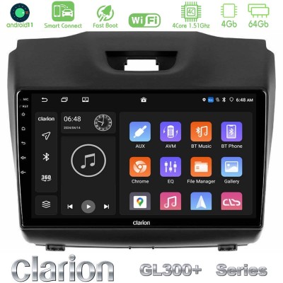 Clarion GL300+ Series 4Core Android11 4+64GB Isuzu D-MAX 2012-2019 Navigation Multimedia Tablet 9"