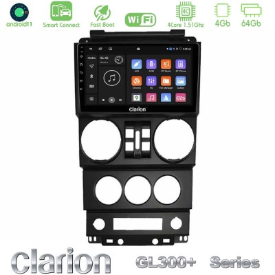 Clarion GL300+ Series 4Core Android11 4+64GB Jeep Wrangler 2008-2010 Navigation Multimedia Tablet 9"