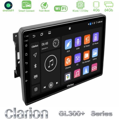 Clarion GL300+ Series 4Core Android11 4+64GB Chrysler / Dodge / Jeep Navigation Multimedia Tablet 10"