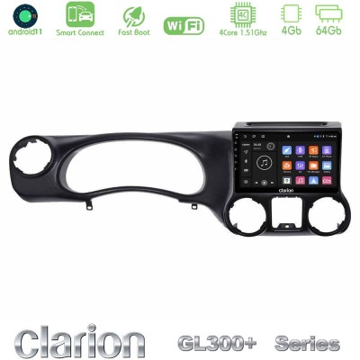 Clarion GL300+ Series 4Core Android11 4+64GB Jeep Wrangler 2011-2014 Navigation Multimedia Tablet 10"