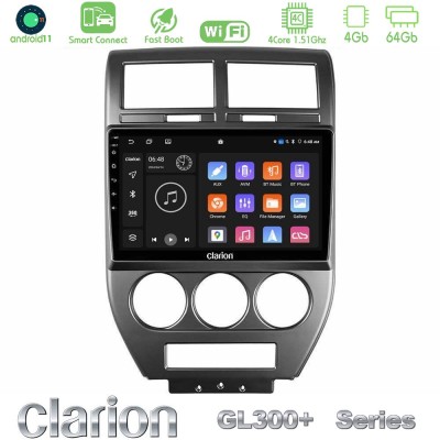 Clarion GL300+ Series 4Core Android11 4+64GB Jeep Compass/Patriot 2007-2008 Navigation Multimedia Tablet 10"