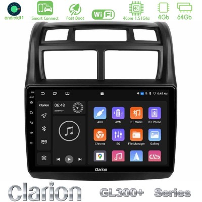 Clarion GL300+ Series 4Core Android11 4+64GB Kia Sportage 2008-2011 Navigation Multimedia Tablet 9"