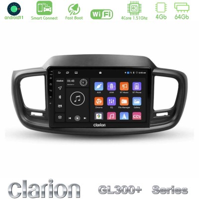 Clarion GL300+ Series 4Core Android11 4+64GB Kia Sorento 2018-2021 Navigation Multimedia Tablet 9"