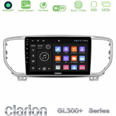 Clarion GL300+ Series 4Core Android11 4+64GB Kia Sportage 2018-2021 Navigation Multimedia Tablet 9"