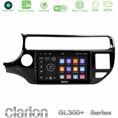 Clarion GL300+ Series 4Core Android11 4+64GB Kia Rio 2015-2017 Navigation Multimedia Tablet 9"