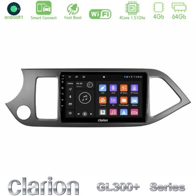 Clarion GL300+ Series 4Core Android11 4+64GB Kia Picanto Navigation Multimedia Tablet 9"