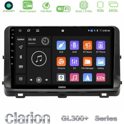 Clarion GL300+ Series 4Core Android11 4+64GB Kia Ceed 2018-2023 Navigation Multimedia Tablet 10"