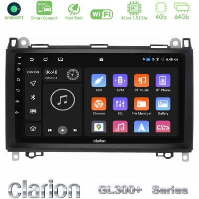 Clarion GL300+ Series 4Core Android11 4+64GB Mercedes A/B/Vito/Sprinter Class Navigation Multimedia Tablet 9"