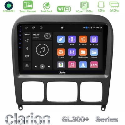 Clarion GL300+ Series 4Core Android11 4+64GB Mercedes S Class 1999-2004 (W220) Navigation Multimedia Tablet 9"