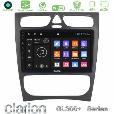 Clarion GL300+ Series 4Core Android11 4+64GB Mercedes C Class (W203) Navigation Multimedia Tablet 9"
