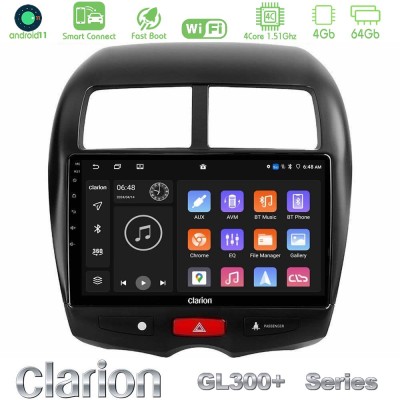 Clarion GL300+ Series 4Core Android11 4+64GB Mitsubishi ASX Navigation Multimedia Tablet 10"
