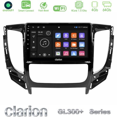 Clarion GL300+ Series 4Core Android11 4+64GB Mitsubishi L200 2016- amp Fiat Fullback (Auto A/C) Navigation Multimedia Tablet 9"