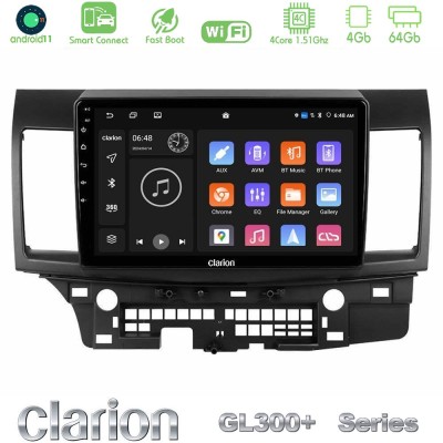Clarion GL300+ Series 4Core Android11 4+64GB Mitsubishi Lancer 2008 – 2015 Navigation Multimedia Tablet 10"