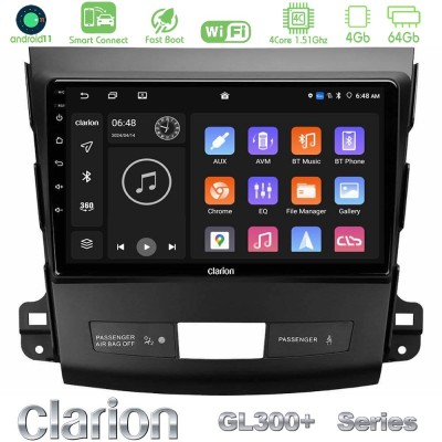 Clarion GL300+ Series 4Core Android11 4+64GB Mitsubishi Outlander/Citroen C-Crosser/Peugeot 4007 Navigation Multimedia Tablet 9"