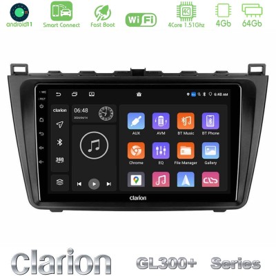Clarion GL300+ Series 4Core Android11 4+64GB Mazda 6 2008-2012 Navigation Multimedia Tablet 9"