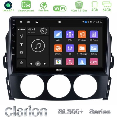 Clarion GL300+ Series 4Core Android11 4+64GB Mazda MX-5 2006-2008 Navigation Multimedia Tablet 9"