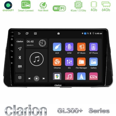 Clarion GL300+ Series 4Core Android11 4+64GB Nissan Micra K14 Navigation Multimedia Tablet 9"