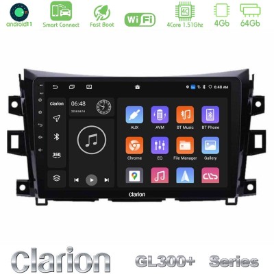 Clarion GL300+ Series 4Core Android11 4+64GB Nissan Navara NP300 Navigation Multimedia Tablet 9"