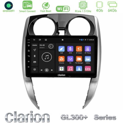 Clarion GL300+ Series 4Core Android11 4+64GB Nissan Note 2013-2018 Navigation Multimedia Tablet 10"