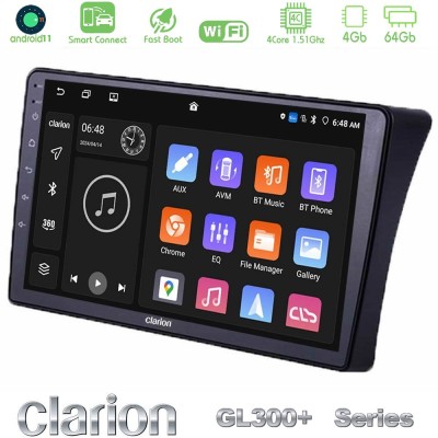 Clarion GL300+ Series 4Core Android11 4+64GB Nissan Navara D40 Navigation Multimedia Tablet 9"