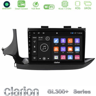 Clarion GL300+ Series 4Core Android11 4+64GB Opel Mokka 2016-2020 Navigation Multimedia Tablet 9"