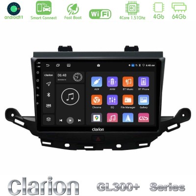 Clarion GL300+ Series 4Core Android11 4+64GB Opel Astra K 2015-2019 Navigation Multimedia Tablet 9"