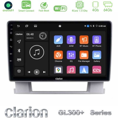 Clarion GL300+ Series 4Core Android11 4+64GB Opel Astra J 2010-2014 Navigation Multimedia Tablet 9"