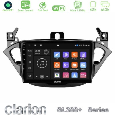 Clarion GL300+ Series 4Core Android11 4+64GB Opel Corsa E/Adam Navigation Multimedia Tablet 9"