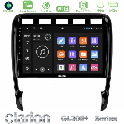 Clarion GL300+ Series 4Core Android11 4+64GB Porsche Cayenne 2003-2010 Navigation Multimedia Tablet 9"