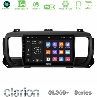 Clarion GL300+ Series 4Core Android11 4+64GB Citroen/Peugeot/Opel/Toyota Navigation Multimedia Tablet 9"