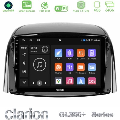 Clarion GL300+ Series 4Core Android11 4+64GB Renault Koleos 2007-2015 Navigation Multimedia Tablet 9"