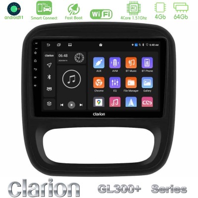 Clarion GL300+ Series 4Core Android11 4+64GB Renault/Nissan/Opel/Fiat Navigation Multimedia Tablet 9"