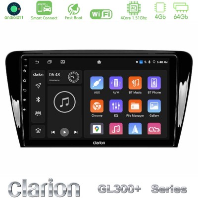 Clarion GL300+ Series 4Core Android11 4+64GB Skoda Octavia 7 Navigation Multimedia Tablet 10"