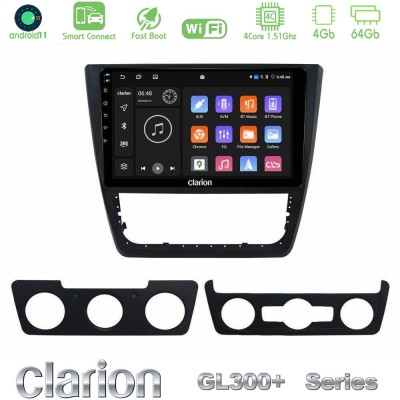 Clarion GL300+ Series 4Core Android11 4+64GB Skoda Yeti 2009- Navigation Multimedia Tablet 10"