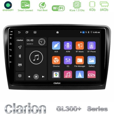 Clarion GL300+ Series 4Core Android11 4+64GB Skoda Superb 2008-2015 Navigation Multimedia Tablet 10"