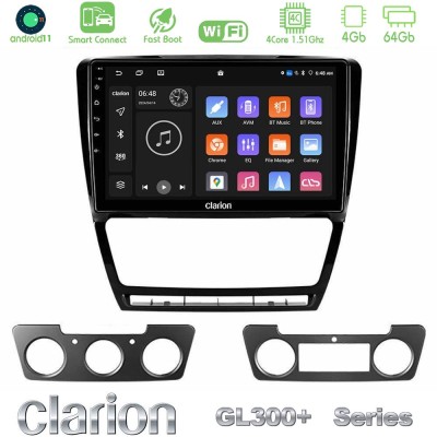 Clarion GL300+ Series 4Core Android11 4+64GB Skoda Octavia 5 Navigation Multimedia Tablet 10"