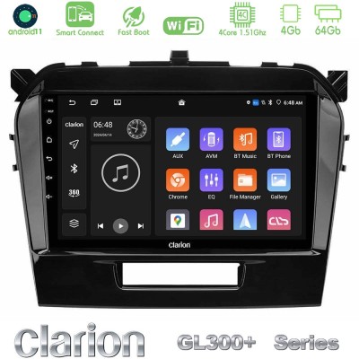 Clarion GL300+ Series 4Core Android11 4+64GB Suzuki Vitara 2015-2021 Navigation Multimedia Tablet 9"