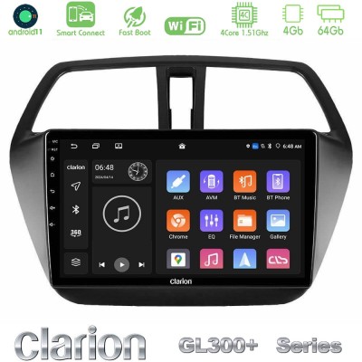 Clarion GL300+ Series 4Core Android11 4+64GB Suzuki SX4 S-Cross Navigation Multimedia Tablet 9"