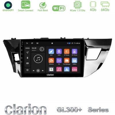Clarion GL300+ Series 4Core Android11 4+64GB Toyota Corolla 2014-2016 Navigation Multimedia Tablet 9"