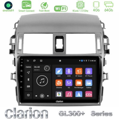 Clarion GL300+ Series 4Core Android11 4+64GB Toyota Corolla 2008-2010 Navigation Multimedia Tablet 9"