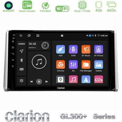 Clarion GL300+ Series 4Core Android11 4+64GB Toyota RAV4 2019-2023 Navigation Multimedia Tablet 10"