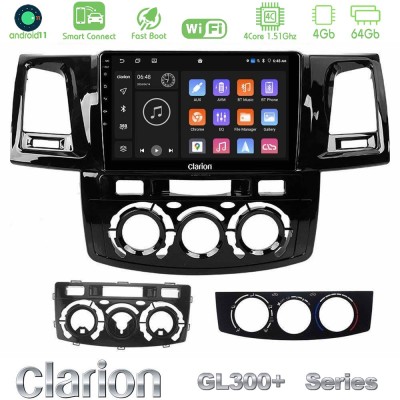 Clarion GL300+ Series 4Core Android11 4+64GB Toyota Hilux 2007-2016 Navigation Multimedia Tablet 9"