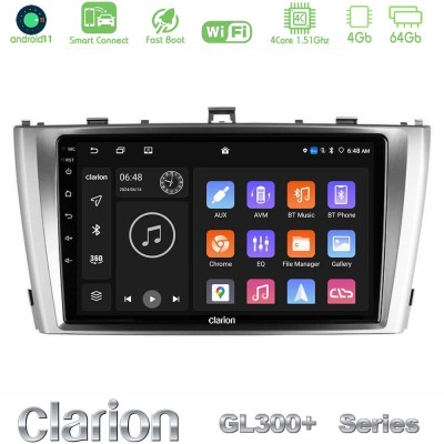 Clarion GL300+ Series 4Core Android11 4+64GB Toyota Avensis T27 Navigation Multimedia Tablet 9"
