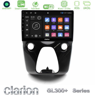 Clarion GL300+ Series 4Core Android11 4+64GB Toyota Aygo | Citroen C1 | Peugeot 108 Navigation Multimedia 10"