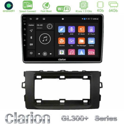 Clarion GL300+ Series 4Core Android11 4+64GB Toyota Auris 2013-2016 Navigation Multimedia Tablet 10"
