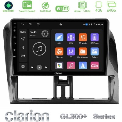 Clarion GL300+ Series 4Core Android11 4+64GB Volvo XC60 2009-2012 Navigation Multimedia Tablet 9"